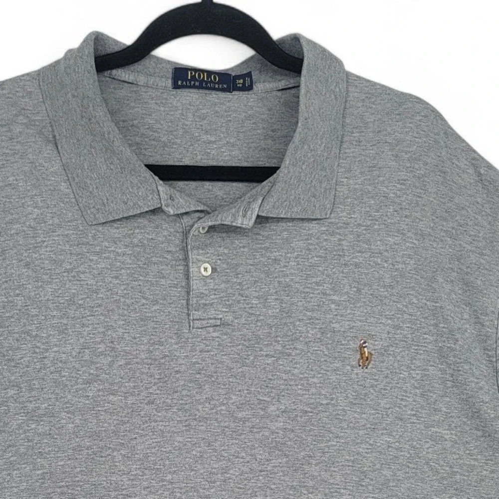 Polo Ralph Lauren Gray Polo Shirt Men's 3XB Big Fit Classic Preppy Dadcore EUC‎